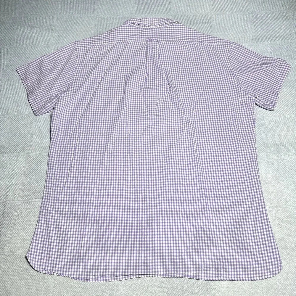 Vintage Polo by Ralph Lauren Button Shirt 2XL Seersucker Purple‎ Gingham Pocket